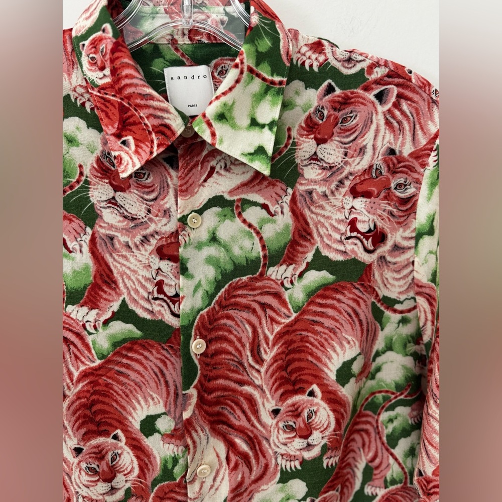 Sandro Crepe de Chine Shirt – Pink – Men’s Size S - Picture 5 of 10